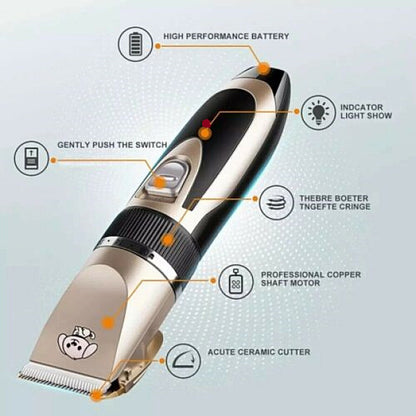 Dog Cat Pet Grooming Kit Rechargeable Cordless Electric Hair Clipper Trimmer Set