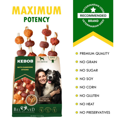 Dog Rawhide Treats with Duck and Chicken Human Grade Meat All Natural 10.6 Oz