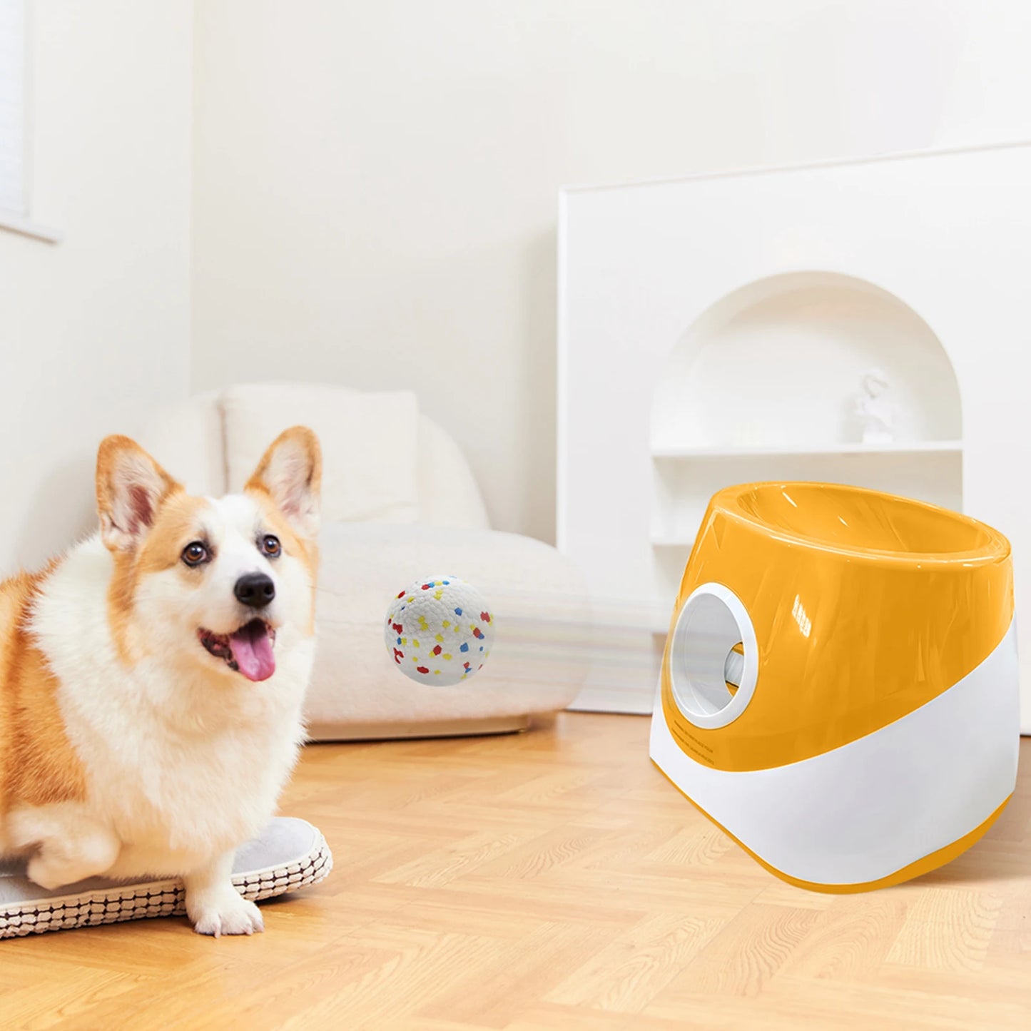 Automatic Dog Ball Launcher with 3 Tennis Balls Ball Thrower Machine Rechargeable Small Dog Ball Thrower for Medium & Small Dogs