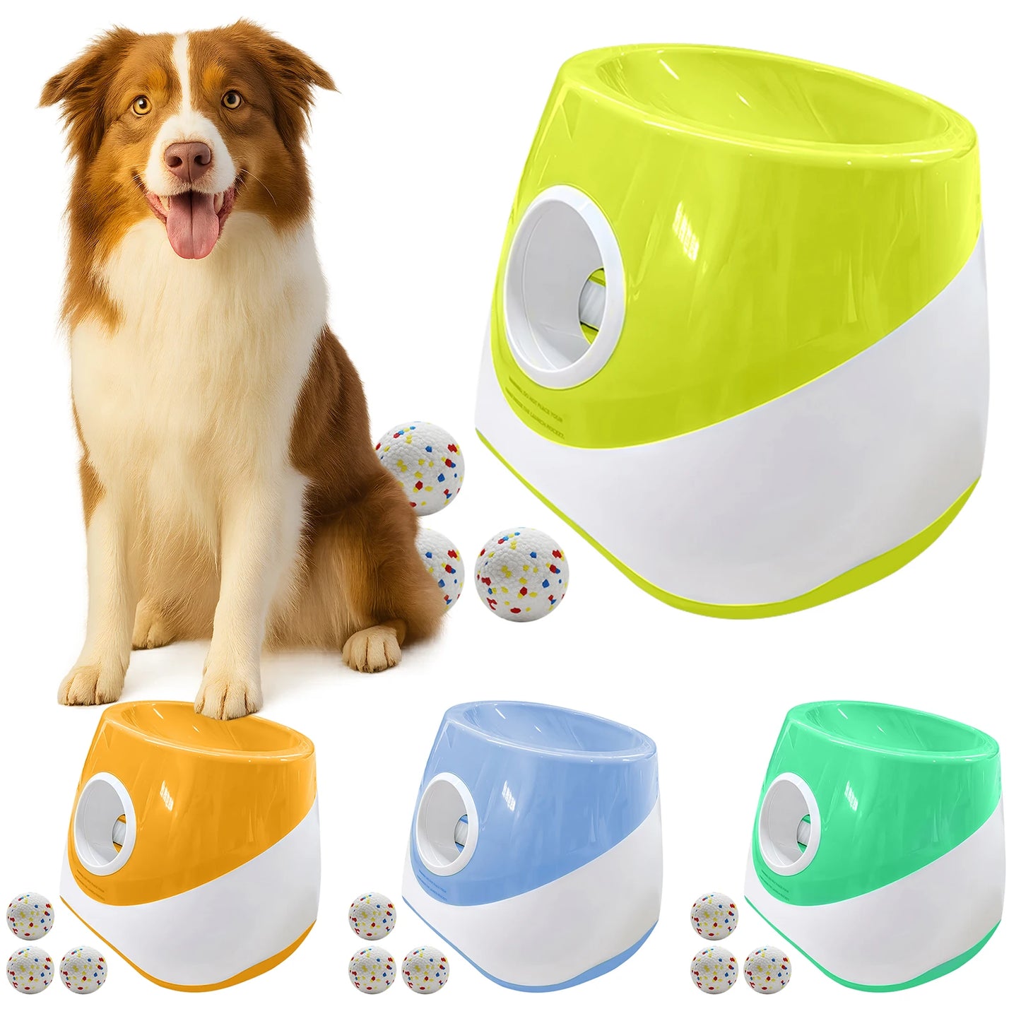 Automatic Dog Ball Launcher with 3 Tennis Balls Ball Thrower Machine Rechargeable Small Dog Ball Thrower for Medium & Small Dogs