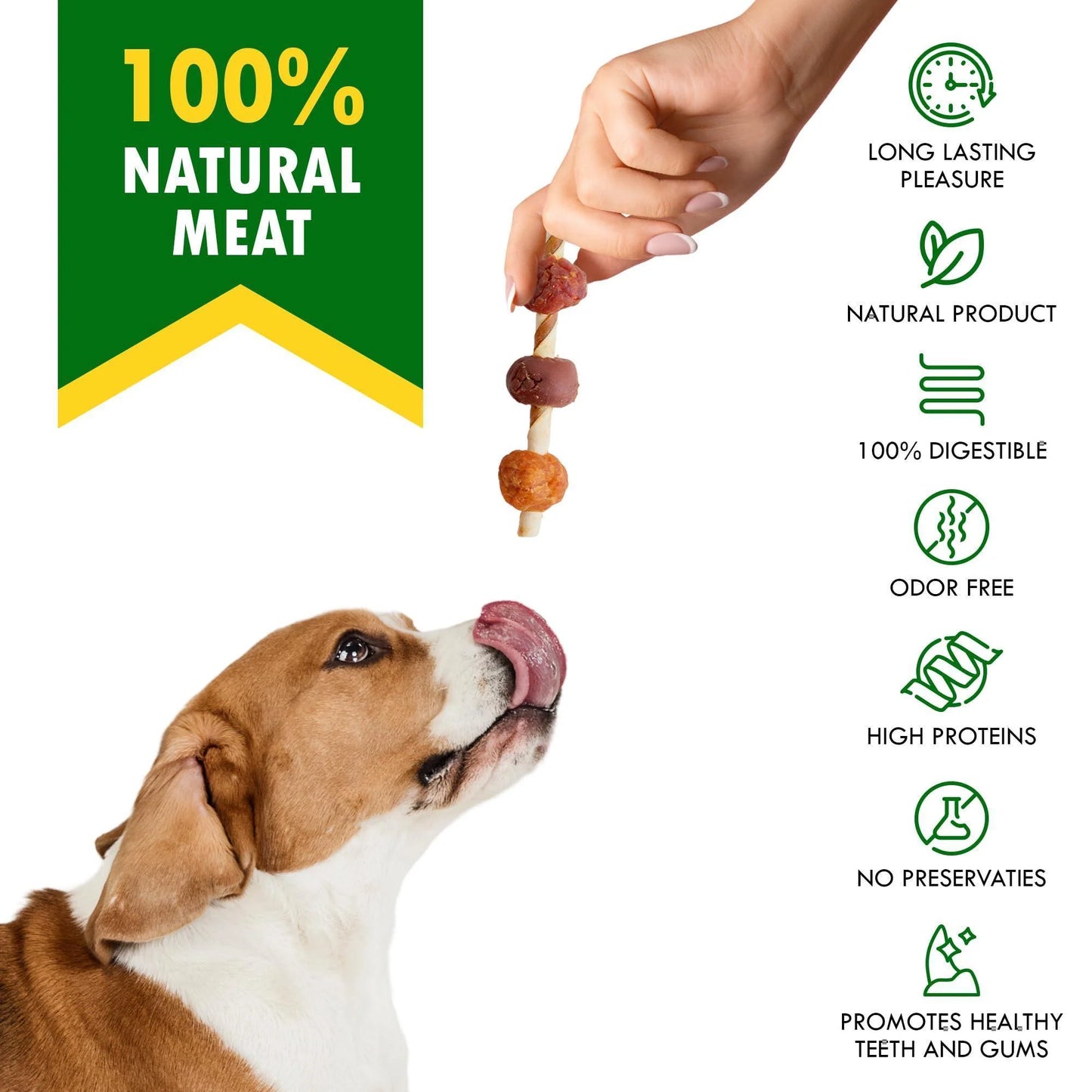 Dog Rawhide Treats with Duck and Chicken Human Grade Meat All Natural 10.6 Oz