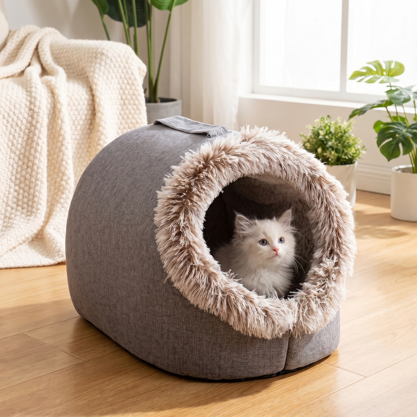 Portable Cozy Cat Bed with Handle